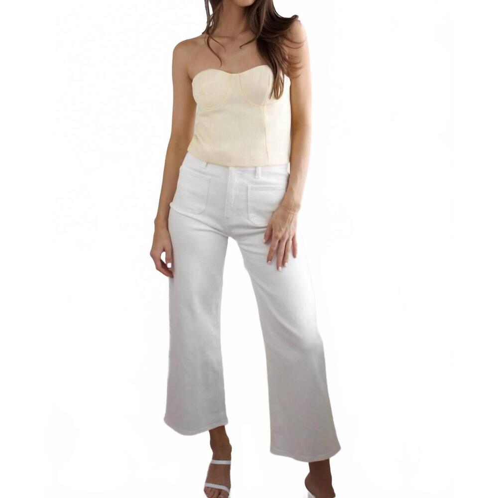 NEW 2.7 AUGUST APPAREL tweed strapless top in butter